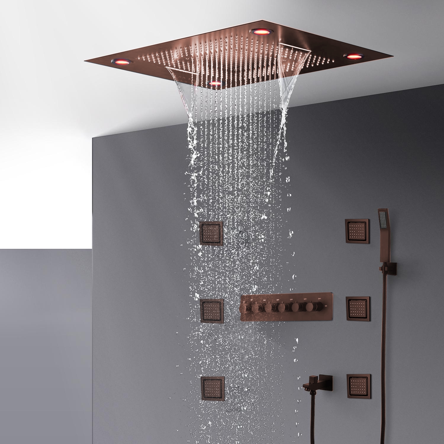 BathSelect Romantic Environment LED Showerhead With Stress-Free Body Jet & Hand Held Shower